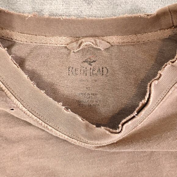 RedHead Brand Co distressed thrashed brown front pocket casual tshirt mens XL - Picture 4 of 7
